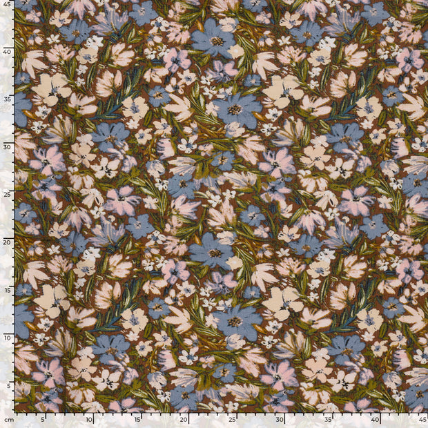 Viscose Nylon Ottoman fabrik Blumen Braun