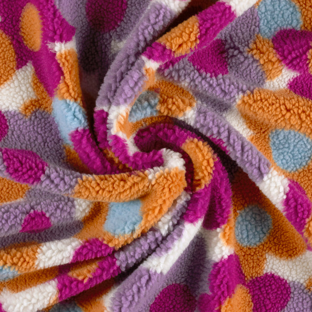 Sherpa Fleece fabric Off White printed 