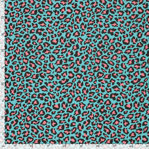Popeline de Coton tissu Panther Bleu Ciel