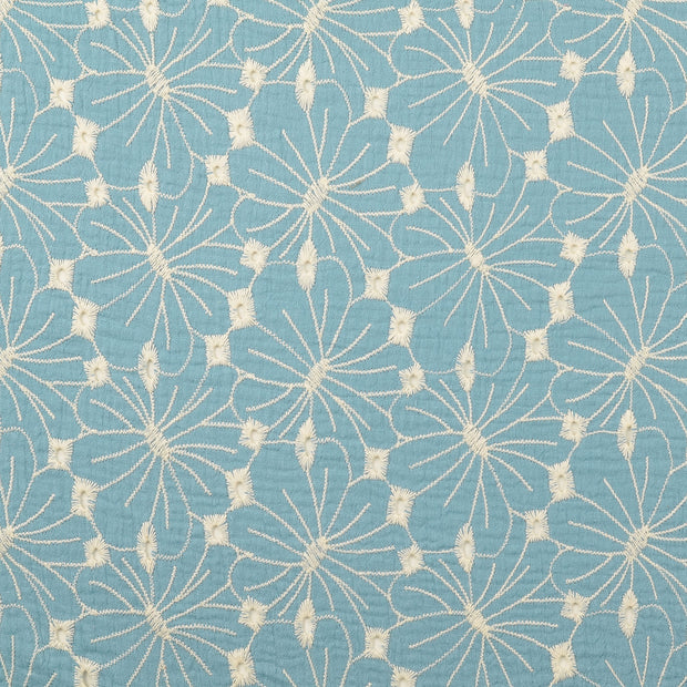 Musselin fabrik Blumen Turquoise