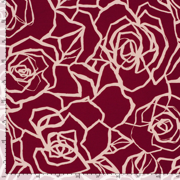 Viscose Vortex Jersey fabric Abstract Bordeaux