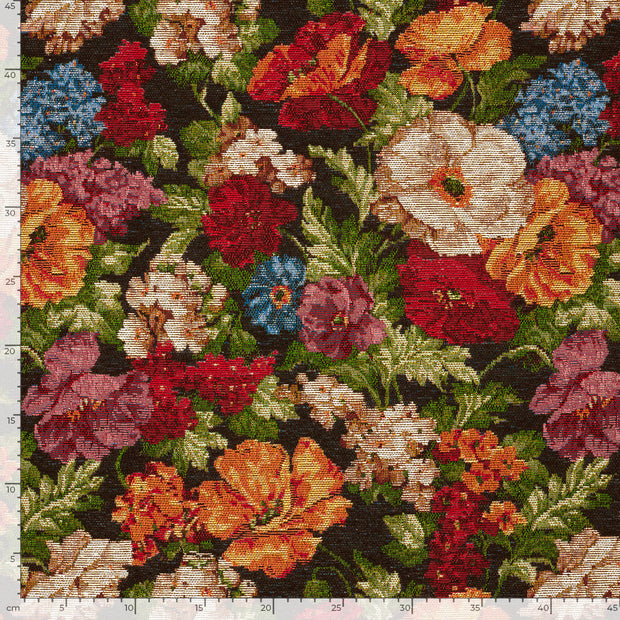 Jacquard fabric Flowers Black