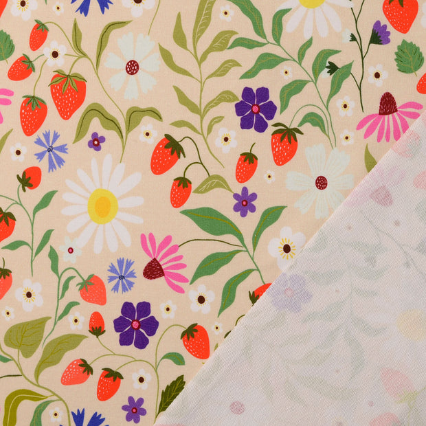 French Terry fabric Beige printed 