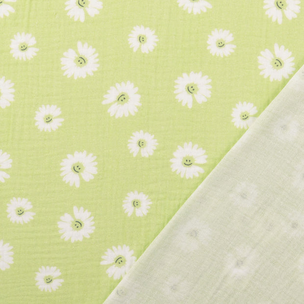 double gaze tissu Pomme verte imprimé numérique 