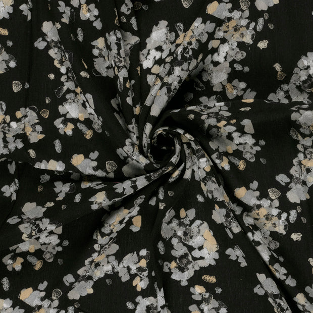 Borken Crepe fabric Black printed 