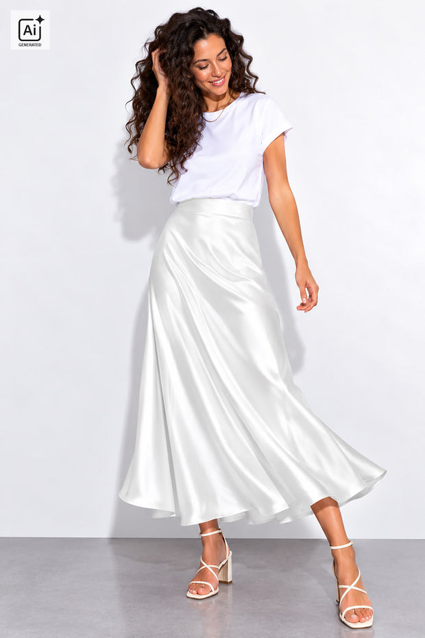 Satin tissu Unicolore Blanc cassé