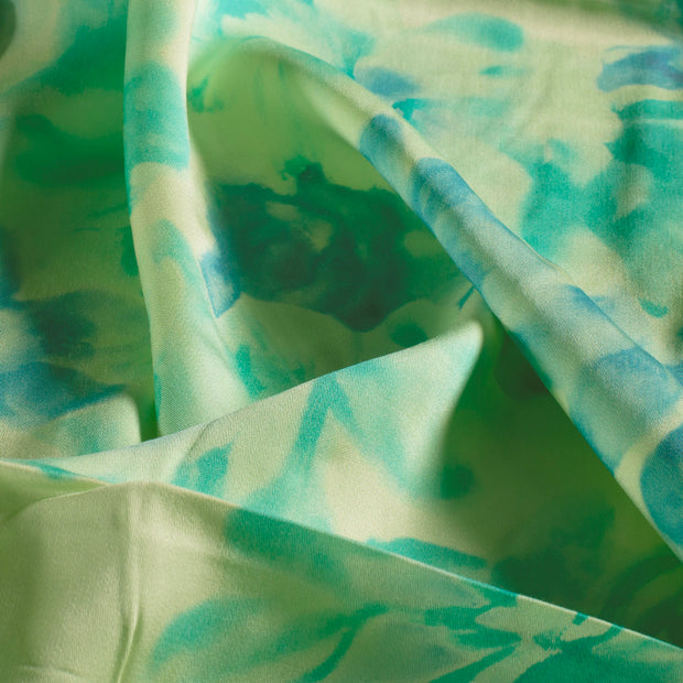 Viscose Satin fabric Abstract Mint