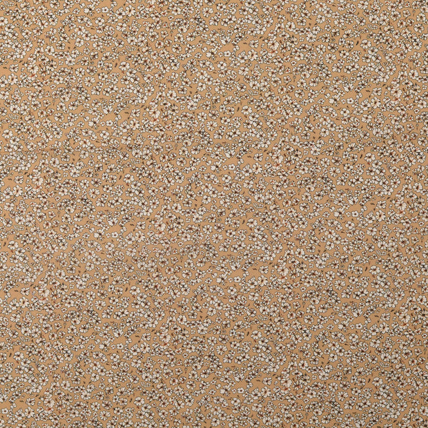 Voile tissu fleurs Ocre
